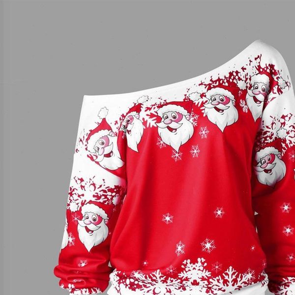 

fashion womens sweater women jumper christmas pullover coat snowflake winter off shoulder warm brief sweaters clothing, White;black