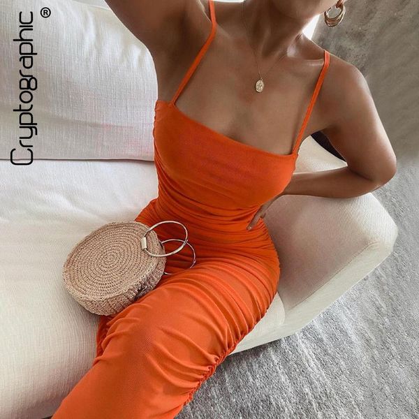 

casual dresses cryptographic fashion spaghetti strap mesh see through ruched maxi dress club party sleeveless backless long robe solid, Black;gray