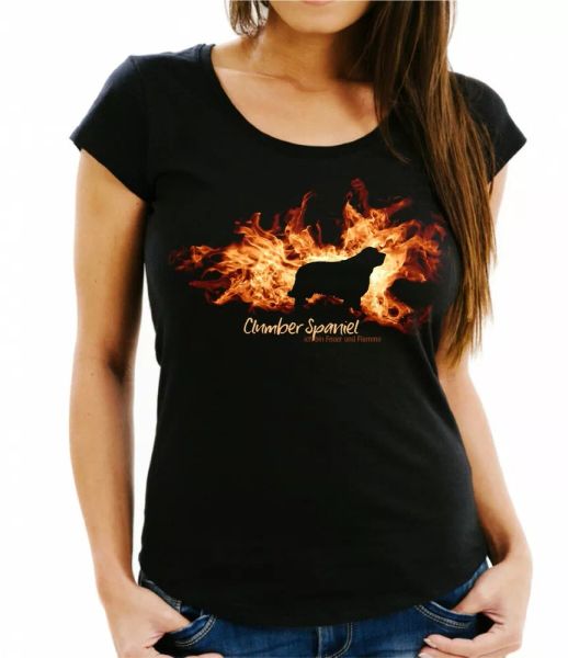 

Ladies T-Shirt Clumber Spaniel fire and flame by siviwonder Dog Motif, Mainly pictures