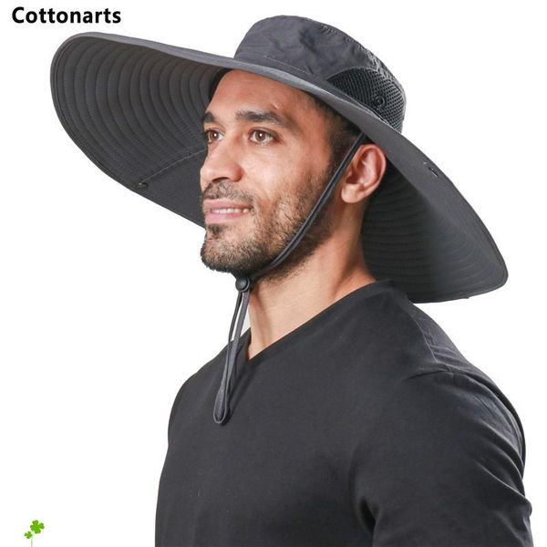 

wide brim hats solid color 15cm large sun hat breathable safari fishing men women boonie camping protection visors bucket, Blue;gray