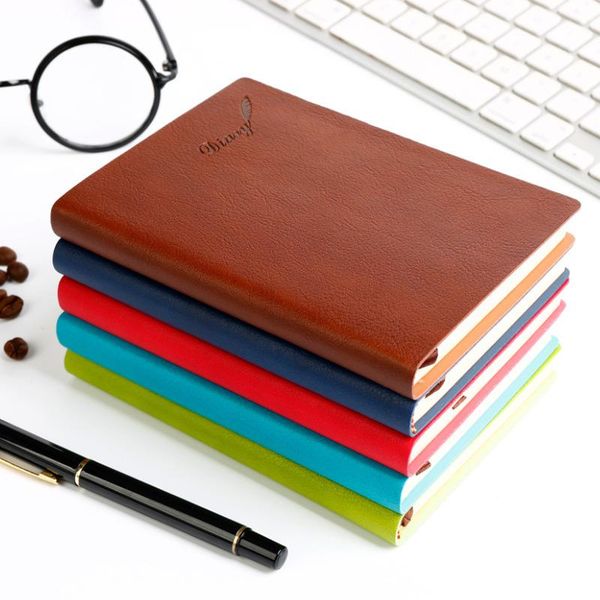 

business notebook leather soft portable mini pocket double-sided horizontal line office supplies creative notepad notepads, Purple;pink