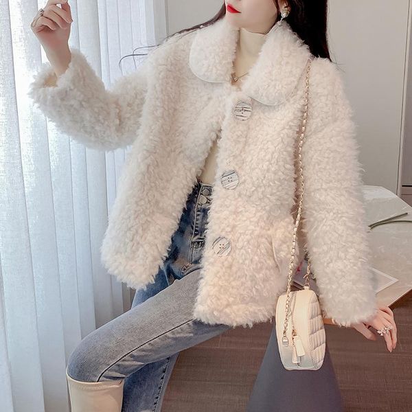 

women's jackets 2021 autumn and winter lamb wool women plus fleece jacket short width bvcg shearing coat fur, Black;brown