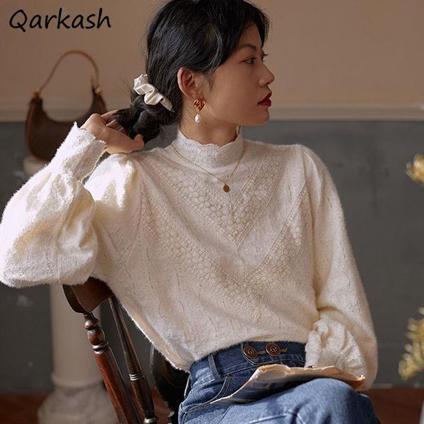 

women's blouses & shirts women vintage tender spring stand collar design french style female elegant all-match leisure soft simple, White