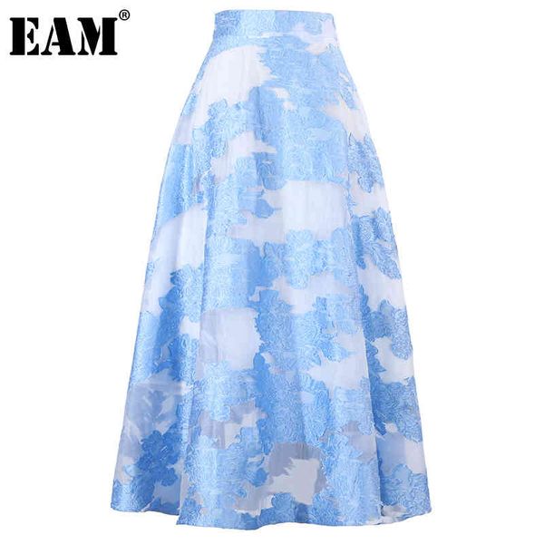 

[eam] high waist yellow big size embroidered elegant long half-body skirt women fashion spring autumn 1dd6420 21512, Black