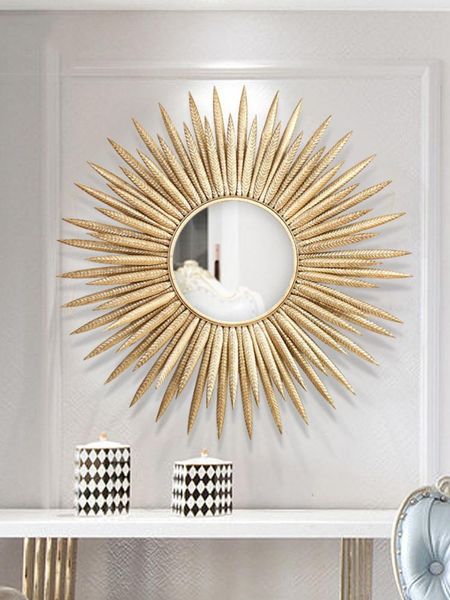 

mirrors european luxury wrought iron wall sun flower decorative mirror crafts el home sofa background 3d stereo mural ornaments decor