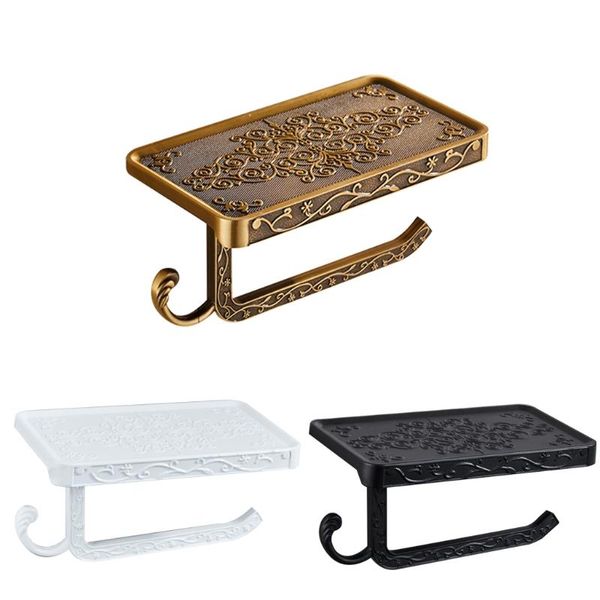 

toilet paper holders 67je carving roll holder with phone shelf bathroom rack perforated-free