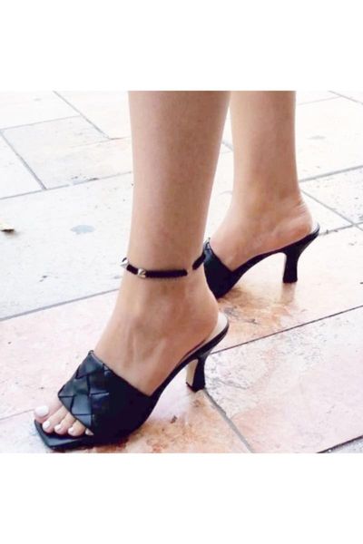 

slippers women's black mesh high-heeled