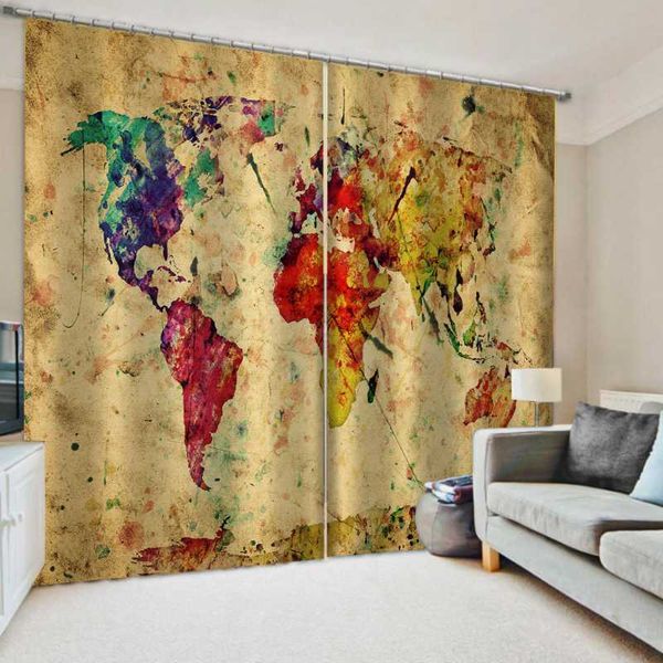 

curtain & drapes custom 3d living room bedroom blackout curtains colorful map printing po kitchen door
