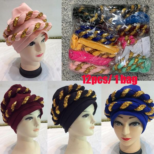 

ethnic clothing 12pieces in 1bag mix color muslim turban prayer hats india islam hijabs scarfs women african head wrap saudi cap summer 2021, Red
