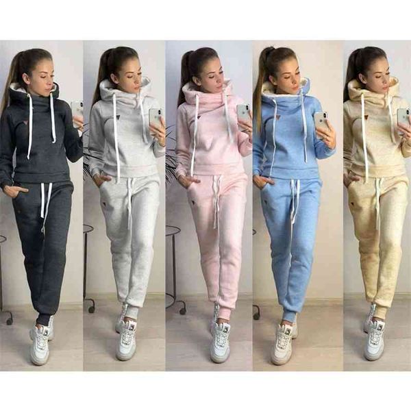 

women's autumn and winter new fleece fashion leisure sports suit, Gray