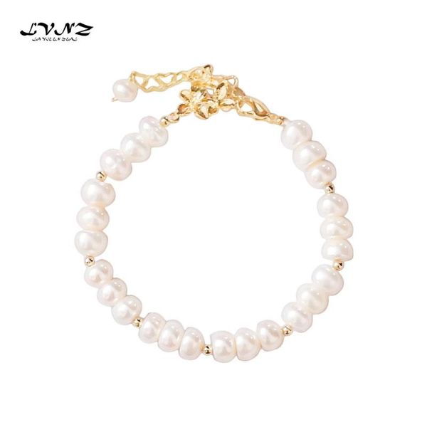 

charm bracelets lvnz 2021 fashion natural white freshwater pearls statement woman trendy jewelry 7094c, Golden;silver