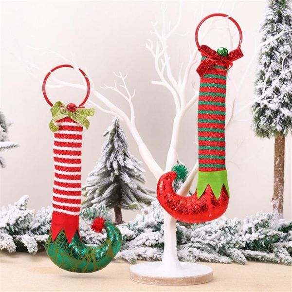 Decorazioni natalizie Ornamenti creativi Ghirlanda Battente per porta Decorazione per finestra Piede elfo Albero Navidad
