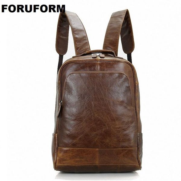 

backpack men genuine leather backpacks vintage style travel bags 14 inch lapschool casual li-1370
