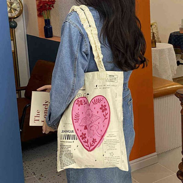 

shopping bags youda women canvas bag female cloth shoulder eco handbag tote reusable grocery shopper students book pack 220307
