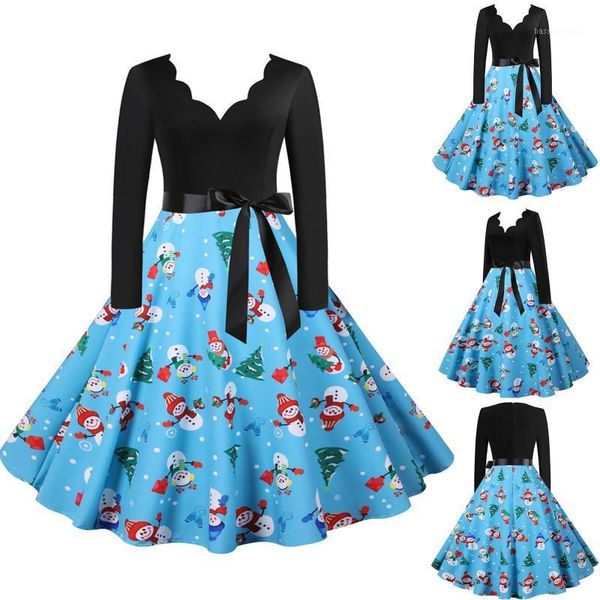 

casual dresses women vintage long sleeve christmas dress 1950s housewife year evening party for female size s-l3 #3, Black;gray