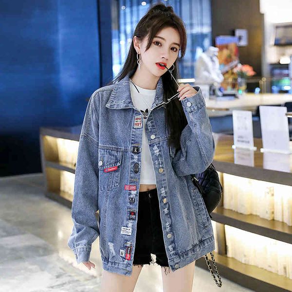 

women's jackets wide-rope jean jacket, casual fashion for women, torn, college style, spring and fall, ynfx, Black;brown