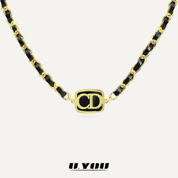 

u excellent jewelry style d home letter cd leather rope knitted sweater chain personalized fashion boasting fashion necklace, Silver