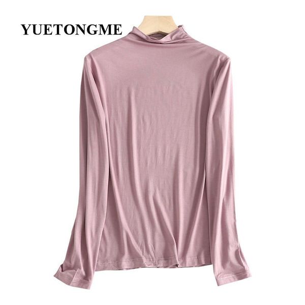 

women's t-shirt modal bottoming shirt long-sleeved half-high collar spring autumn 2021 black fashion inner t013, White