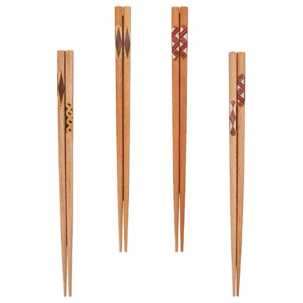 

chopsticks 4 pairs of japanese style printed wood home (assorted color)