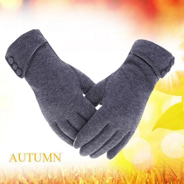 

fingerless gloves winter windproof warm fleece female touch phones ride fashion solid color scrub flannel full finger mittens, Blue;gray