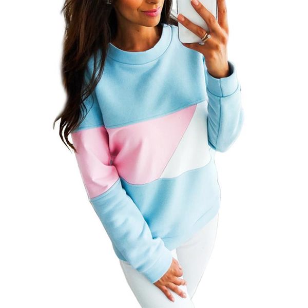 

women's hoodies & sweatshirts autumn fashion women shirts o-neck long sleeve color patchwork pullover shirt female casual loose solid s, Black