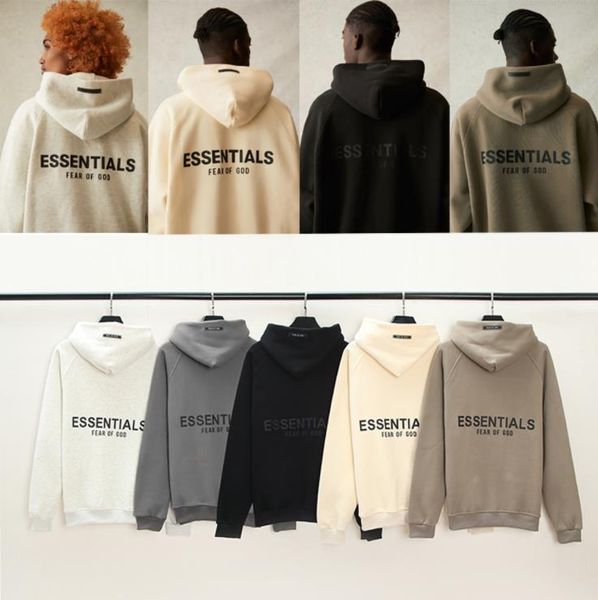 

designer men hoodie sweatshirts bieber fog essentials double-line silicone three-dimensional letters hoodies, Black