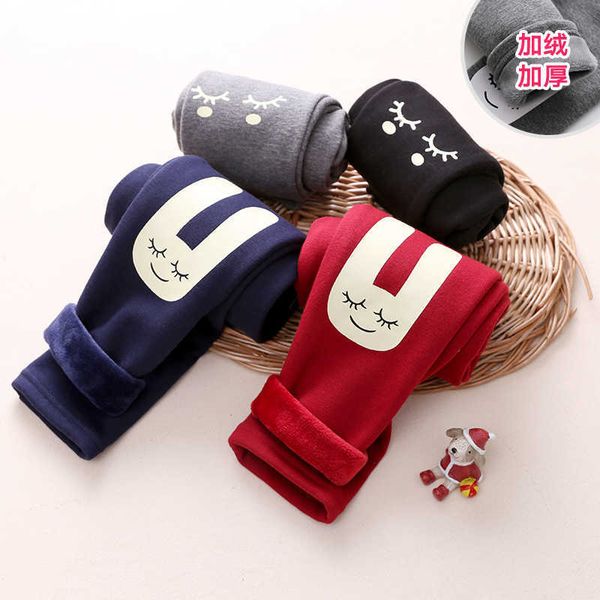 

baby thick leggings winter kid's clothing toddler child velvet long pants cute rabbit basic trousers for girls 2 3 7 9 year 210529, Blue