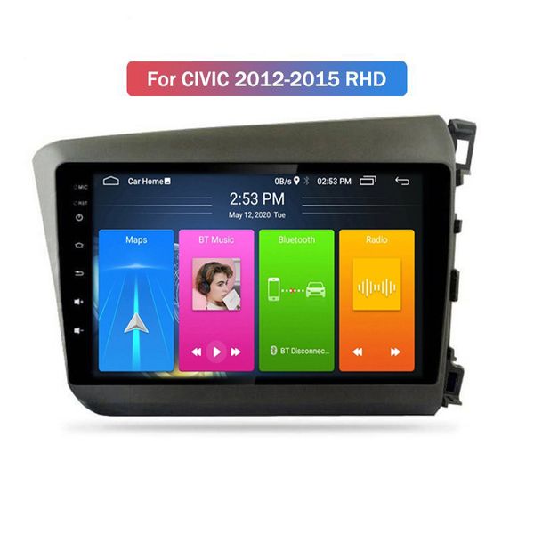 Navigazione GPS per lettore DVD per auto Android 10 per Honda CIVIC 2012-2015 RHD Autoradio