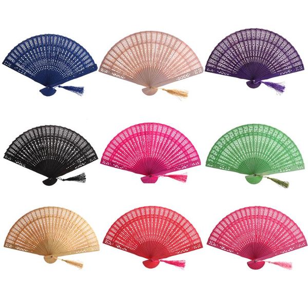 

other home decor 1pc chinese vintage wood hollow carved hand fan foldable gifts pocket wedding bridal party multi color favors