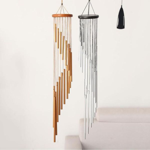 

decorative objects & figurines unique golden metal wind chime matte texture garden outdoor wall hanging home decor craft gift wooden chimes
