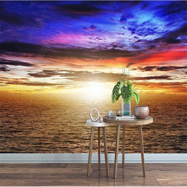 

photo wall murals wallpapers scenery of sunrise over the sea 3d landscape wallpaper, Blue