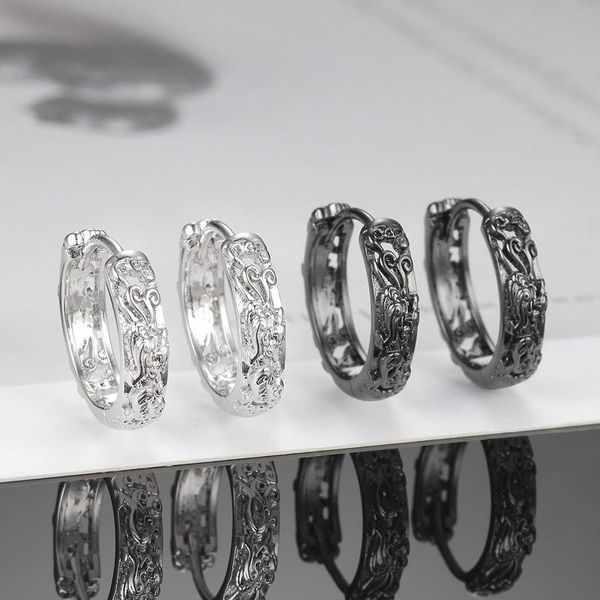 

hoop & huggie kofsac mythical beast earrings for men black gold jewelry trendy silver color animal ear earring valentine's day gift, Golden;silver