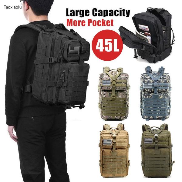 

outdoor bags 45l large capacity man army military tactical backpacks waterproof bug out bag sport hiking camping hunting 3p rucksack