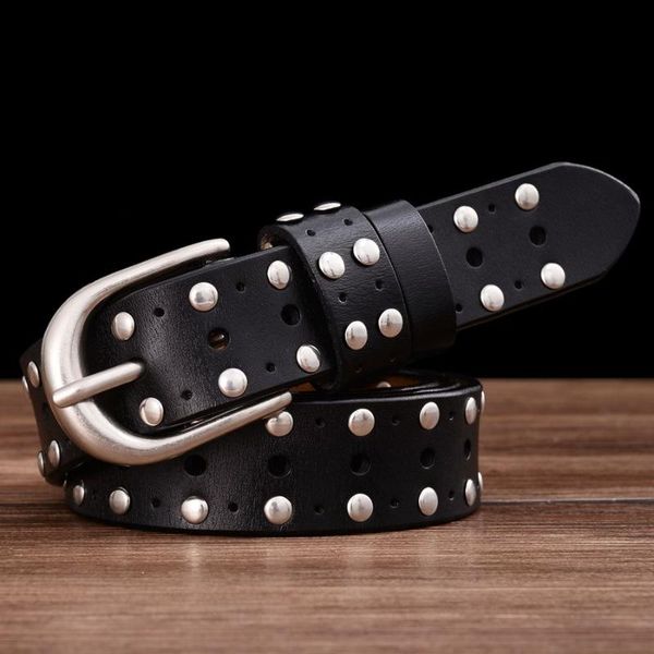 

belts female waistband fashion women rivet belt hollow out width:2.8, Black;brown