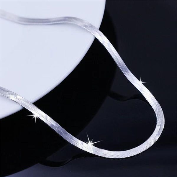 

4mm fashionable silver necklace domineering men's flat clavicle chain chains