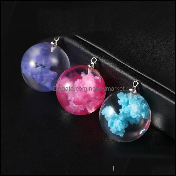 Charms Componenti di gioielli Componenti Colorf Resin Trasparente Cielo Blu Bianco Nuvola Rod Moon Ciondolo per collana Design creativo Forma a sfera