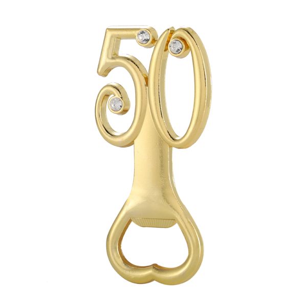 200 pcs favor Fast Navio grátis Lembranças de casamento de ouro digital 50 garrafas abridor 50th aniversário de aniversário presente para hóspede