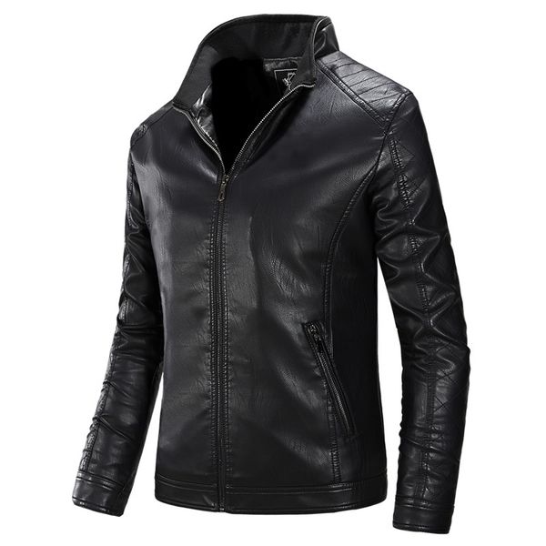 

spring and autumn new fashion men's casual leather jacket, Black