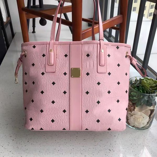 Borsa shopping double face stile classico Tote per madre e bambino Stampa paillettes Tela morbida Tasca aperta Borse a secchiello grandi per donna Borsa a tracolla impermeabile GM Rosa