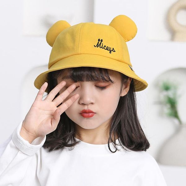

toddler bucket hat cute baby kids boys girls fashion cartoons printing pattern summer camping sun outdoor visor cap gifts caps & hats, Yellow