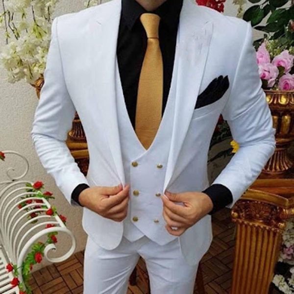 

men's suits & blazers custom made fashion gentlemen men slim fit groomsmen tuxedo for wedding dress business party costume (jacket+vest, White;black