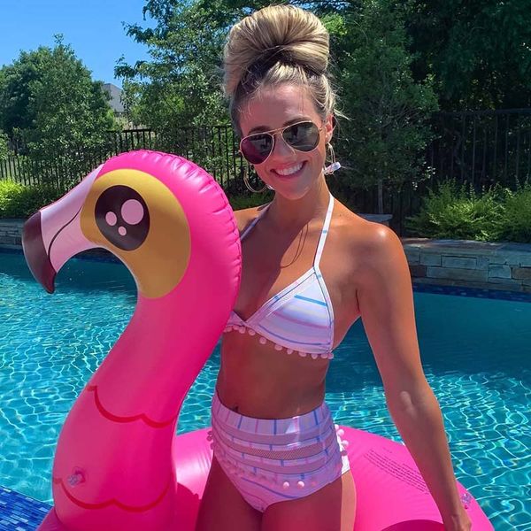 

women bikini set striped print bikinis bandage tassel swimwear summer high waist bathing suit beachwear female swimsuitby