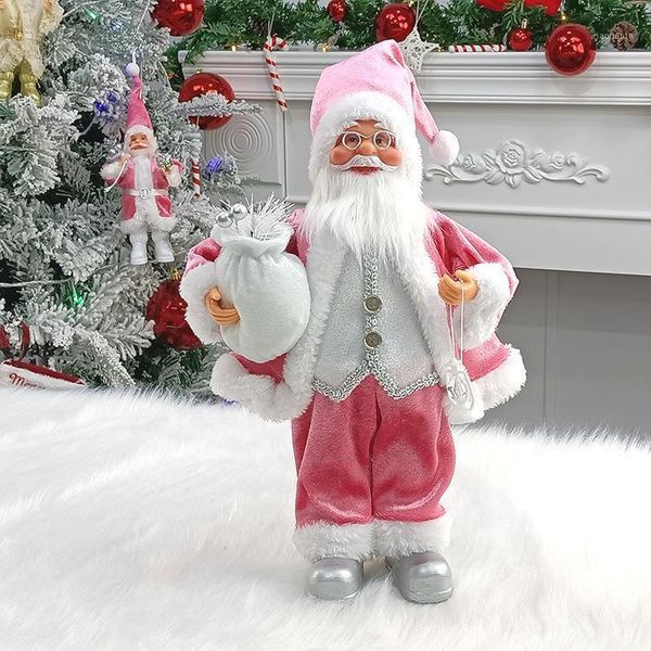 

christmas decorations 30cm pink standing posture gift santa claus doll oranments xmas pendants merry decor for home kids naviidad presents