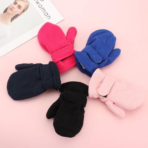 

children's mittens kids boy girls toddler infant candy color lined with fleece outdoor hand warmers winter childrens gloves, White