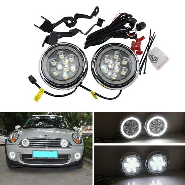 

emergency lights front bumper led halo ring rally drl daytime driving fog for mini cooper r55 r56 r57 r58 r60 e4 r87