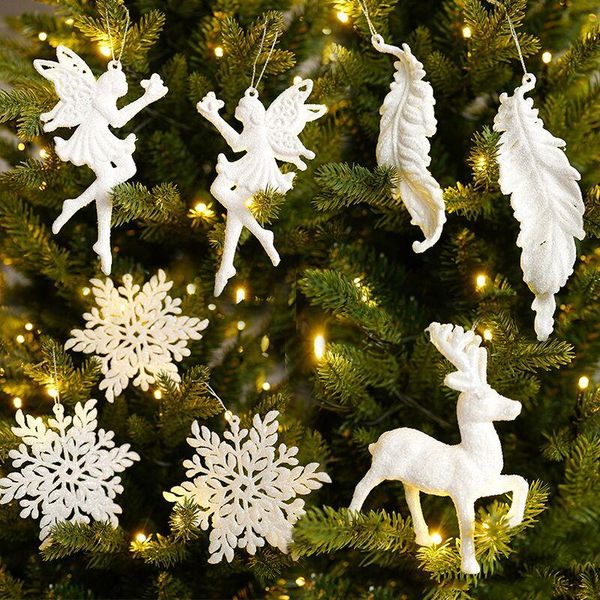 

christmas decorations xmas tree pendants snowflake angel deer hanging ornaments for home kids toy 2022 navidad year party
