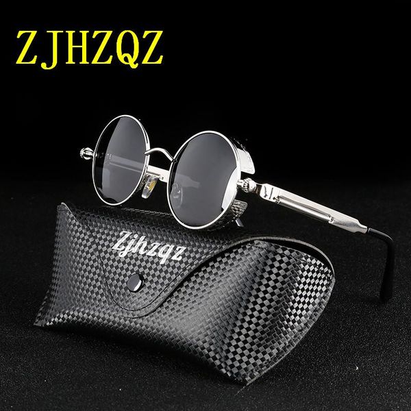 

sunglasses silver black metal polarized gothic steampunk mens womens fashion retro vintage shield eyewear shades 2021, White;black