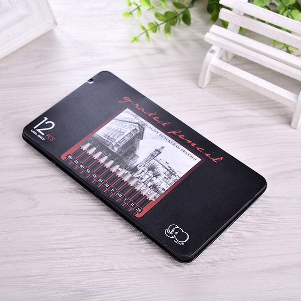 

pencils sketch set 12 black iron box 2h-8b professional drawing pencils