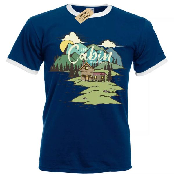

lakeside cabina camiseta hombre ringer, White;black