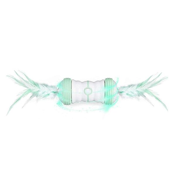 

cat toys interactive toy,auto rotate ball with feather,usb charging toy spinning multiple color led light